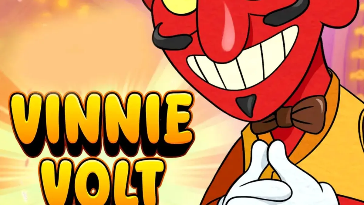 Tampilan antarmuka seluler Vinnie Volt: Devil Wilds dengan karakter iblis yang ceria