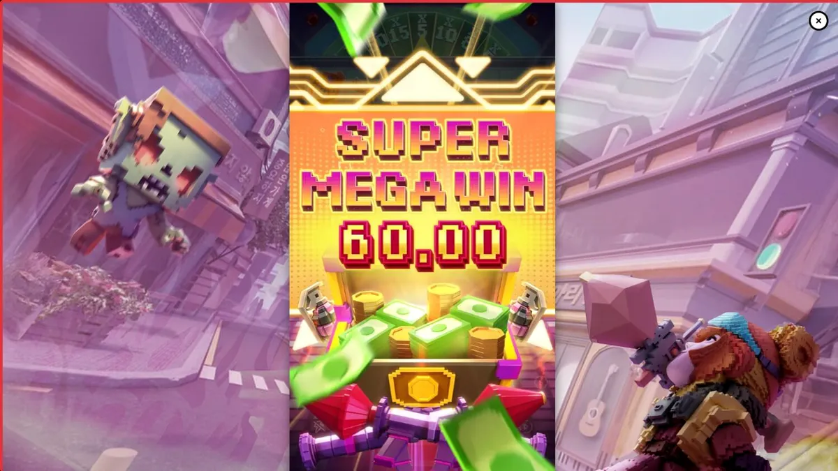 Tampilan antarmuka permainan slot Zombie Blasters dengan nuansa arcade retro